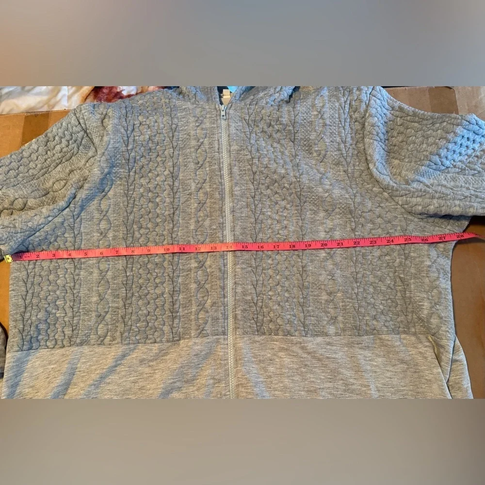 Gray half Cable Knit Woman’s hoodie Plus Size - Picture 7 of 8